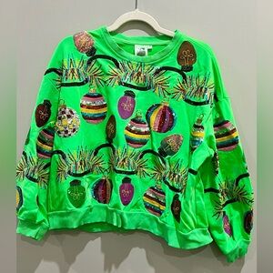 QOS sequined ornament sweatshirt worn twice. So MANY compliments